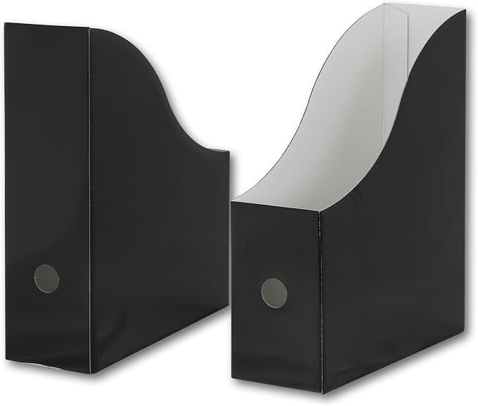 Simple Houseware 6-Pack Magazine File Holder Box, Foldable Cardboard Organizer, Black | Foldable Box Organizer with Label Slot - Image 3