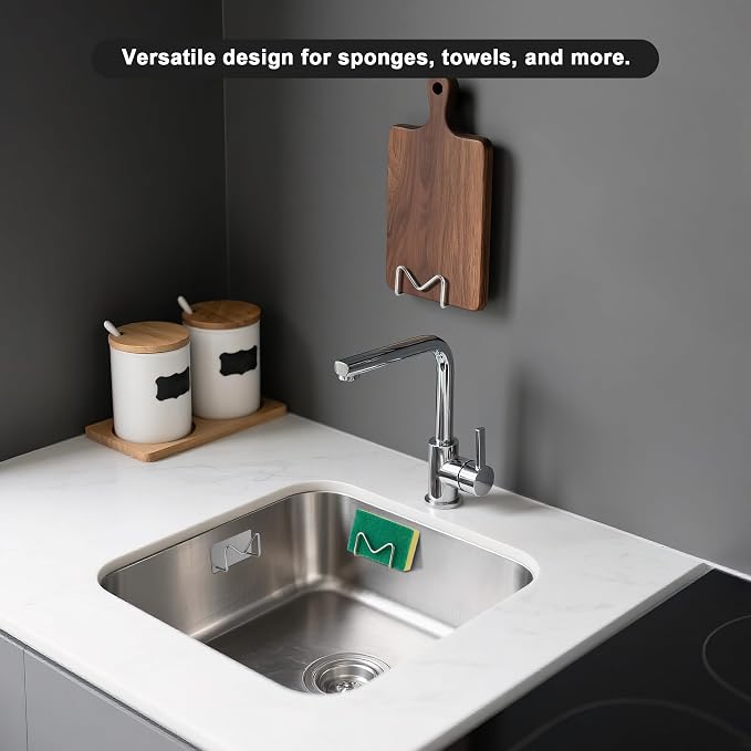 Luckyiren 2-Pack Stainless Steel Sponge Holder, Kitchen Sink Caddy Organizer, SUS304 Rustproof, Brushed Finish - Image 5