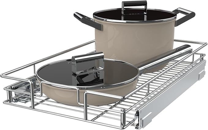 Pulloutor Pull Out Cabinet Organizer,Slide Out Kitchen Cabinet Storage Shelf and Drawer Organizer NEED 21" W and 22" D Cabinet, Chrome Finish (20 * 21 in) by Pulloutor