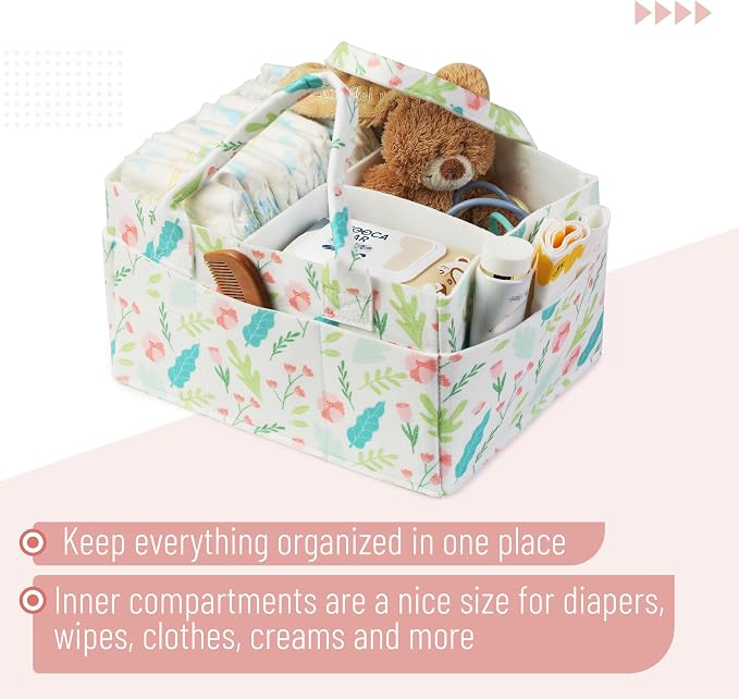 Mr. Pen- Baby Diaper Caddy Organizer, Blooming Palette | Nursery Storage Bin and Car Organizer for Diapers and Baby Wipes - Image 4