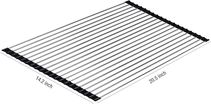 Ahyuan Roll up Dish Drying Rack Over The Sink Kitchen Roll up Sink Drying Rack Portable Dish Drainer Foldable Dish Drying Rack (Black, 20.5''X14'') - Image 4
