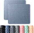 2 Pack Caketime Silicone Dish Drying Mat for Kitchen Counter Multiple Usage for Cooking Grilling Under Sink Office Coffee Accessories Appliances Pioneer Woman Stuff Extra Large 18"x16" Blue by CAKETIME