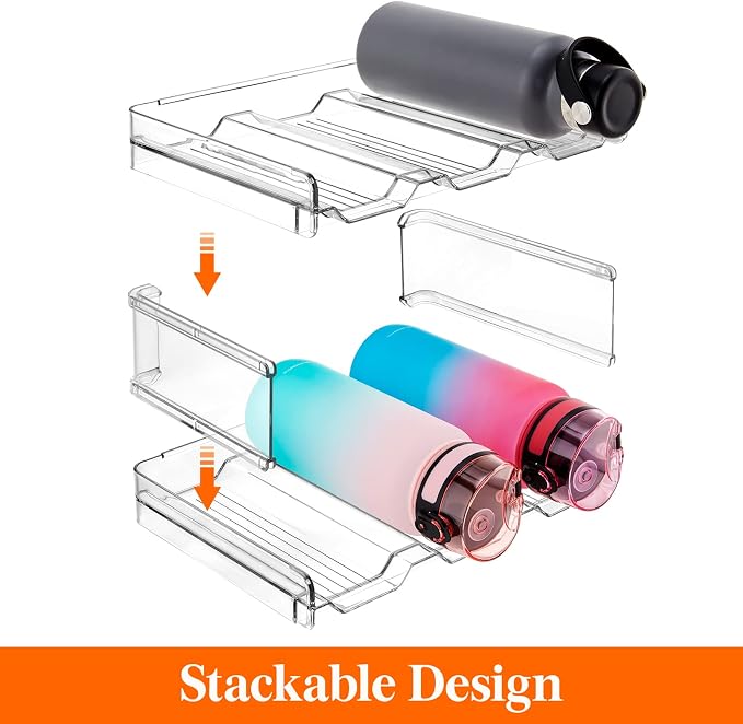 Lifewit 3 Tier Stackable Water Bottle Organizer for Cabinet, Plastic Bottle Holder Fits 9 Bottles/Tumblers up to 3.8" Diameter for Pantry/Countertop/Cupboard, 28 x 19 x 24 cm/11 x 7.5 x 9.5" - Image 3