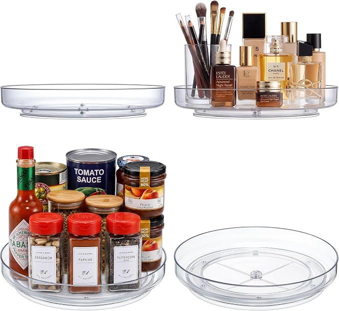 2 Pack 10inch Elegant Clear Turntable Acrylic Lazy Susan, Non-Skid Rotating | Smoothly Kitchen Spice Rack, Cabinet Pantry Organization Storage, Refrigerator, Vanity Makeup, Bathroom Countertop Organizer - Image 9
