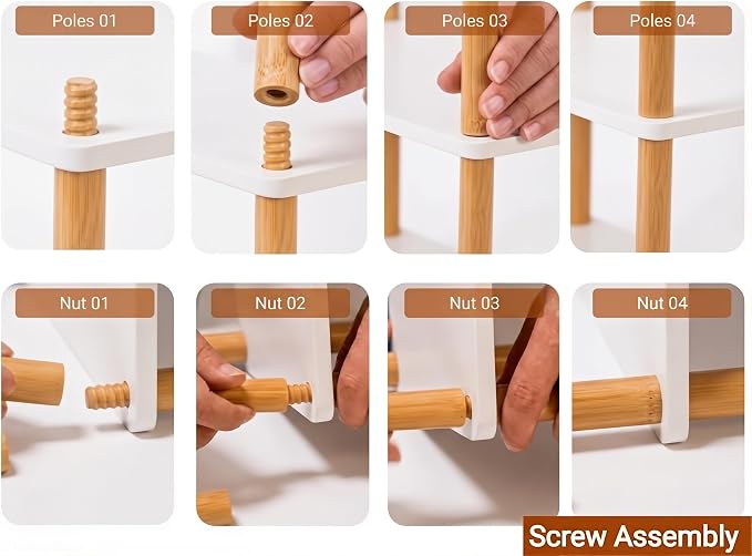 3-Tier Bamboo Corner Shelf,Kitchen Countertop Organizer,Corner Countertop Organizer Shelf, Coffee Bar Organizer,Coffee Bar Accessories,for Kitchen, Pantry, Organizers and Storage,White - Image 7