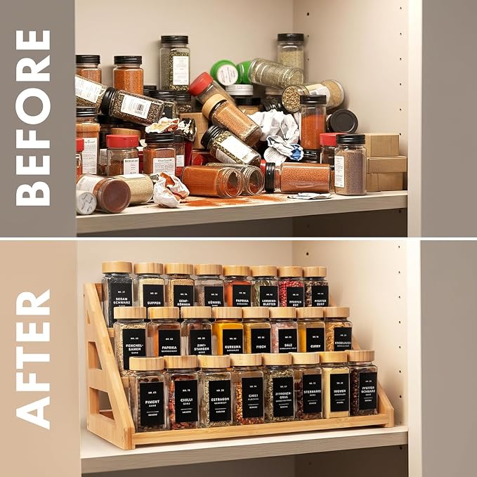 Spice Rack, Spice Organizer -3 Tier Bamboo Spice Racks, Solution for Spice Storage in Kitchens, Countertops，Storage Rooms and Other Places - Image 5