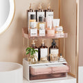 Delamu 4-Tier Makeup Organizer, Bathroom Counter, 2 Drawers, Grapefruit | Elegant Vanity Organizer Gift for Women, Holds Perfume, Skincare, Nail Polish & Hair Accessories for Bathroom Countertop by DELAMU