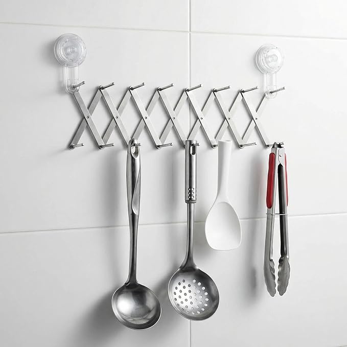 Expandable Pot Lid Organizer, Multi-Use Kitchen and Bathroom Wall Holder | Organizes pot lids, plates and cutting boards, or mounts on kitchen and bathroom walls to hold utensils, cloths and towels. - Image 2