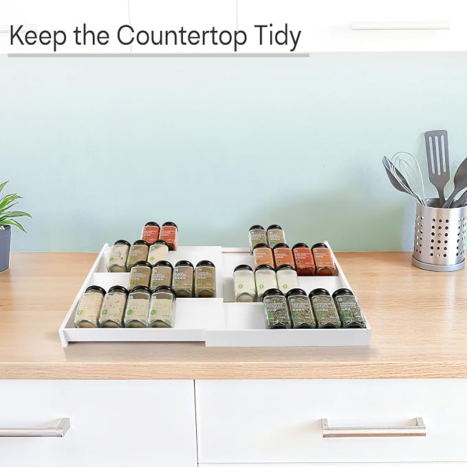 Bamboo Spice Drawer Organizer, 4-Tier Spice Rack for Cabinet | 12"-23" Expandable,No Assembly,Seasoning Storage Insert,(Need 3.1” Deep Drawer) Spice Organizer for Drawer,Jars Not Included - Image 5