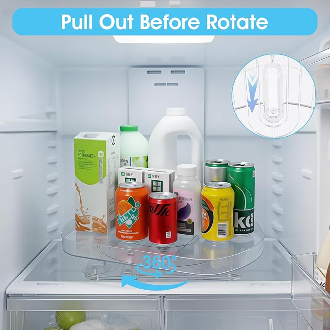Turntable Organizer for Kitchen, 15"x11" Rotating Spice Rack Organizer 360°Clear PET Organizer Storage Tray Cabinet, Pantry Countertop with Suction Cups Large Rectangular Fridge Shelf - Image 4