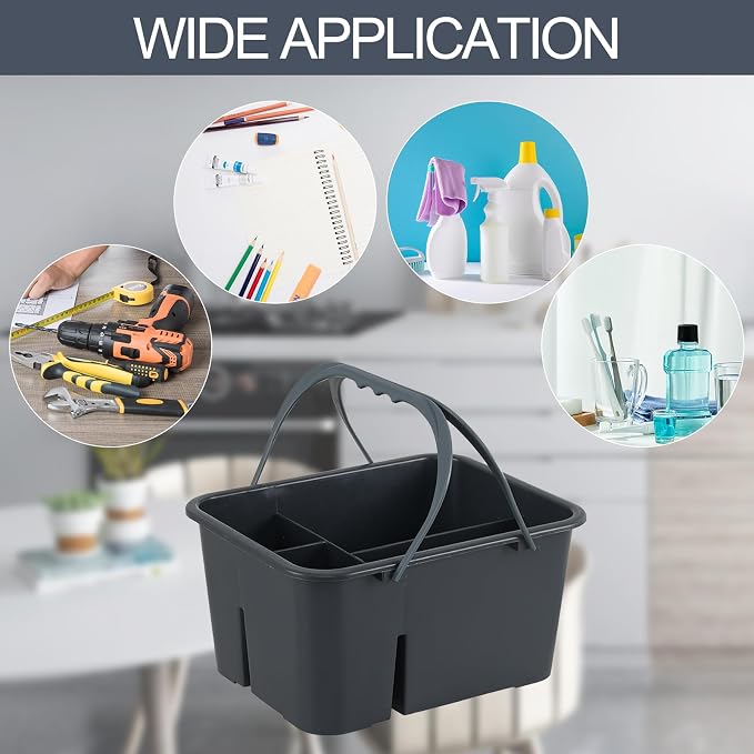 Plastic Portable Cleaning Caddy Organizer Tote with 4 Compartment | Commercial Cleaning Tool Storage Caddy with Handle - Image 7