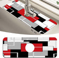 MCALK Geometric Red Kitchen Sink Faucet Mat Splash Guard, Absorbent Quick-Dry Kitchen Sink Mat - Ideal for Splash Guard & Drip Catching with Modern Art Decor( 1pc 15"x5.5") by MCALK