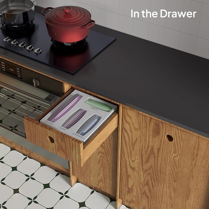 Aquiver Acrylic Bags Storage Organizer - Drawer & Food Storage Organizer - Compatible with Gallon, Quart, Sandwich, Snap, Freezer, Slider Bags (White) - Image 7