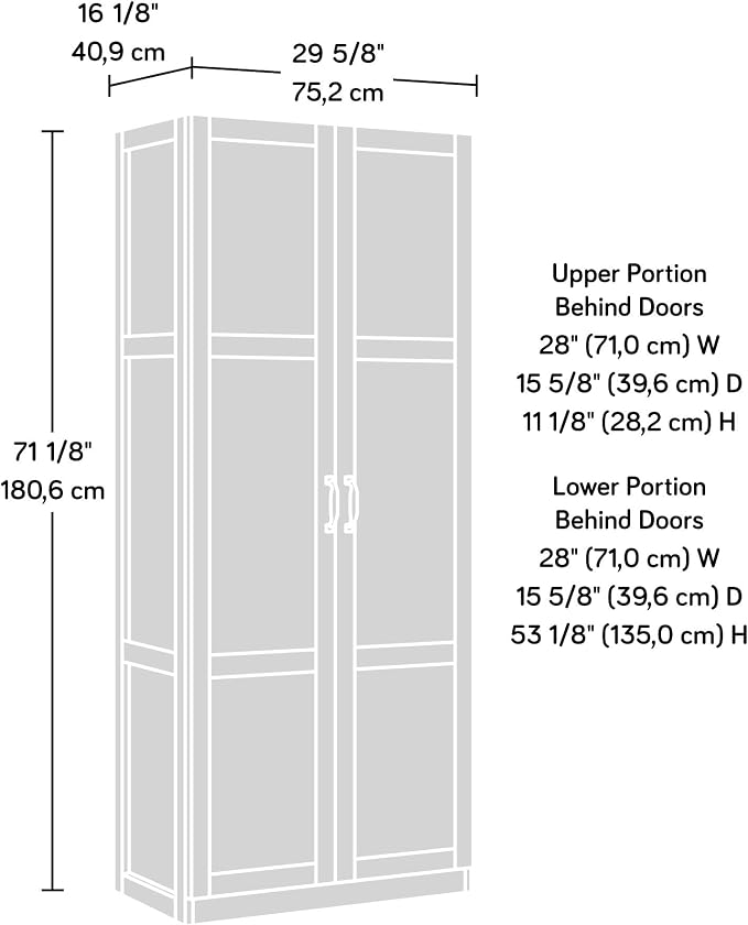 Sauder Select 71" Storage Cabinet, Pantry Cabinet Kitchen Storage with Adjustable Shelves, Bathroom Storage Cabinet, in Silver Sycamore - Image 3
