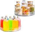 Lazy Susan Organizer, 360 Rotating PET Turntable, 11 Inch 2 Pack | Smooth Spin Tray for Cabinet Fridge Bathroom Vanity, 1.6 In Tall Rim Prevents Drops, Instant Grab Access Daily by Roninkier