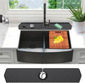 Large Size Kitchen Sink Splash Guard, 30"Silicone Faucet Handle Drip Catcher Tray Mat for for Kitchen Countertop, Bathroom, Farmhouse (Black, 30" x 5.7") by EORROE