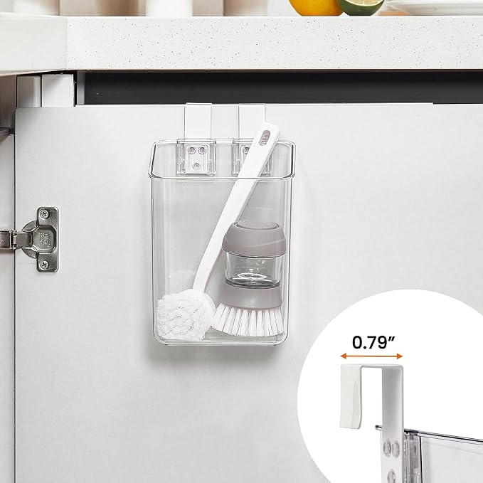 2 Pack Plastic Over Cabinet Door Organizer with Removable Hooks, Clear Hanging Baskets for Organizing Over the Cabinet Organizer Holder for Kitchen, Bathroom-Hang Outside or Inside Door-XL - Image 3