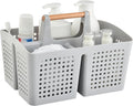 Portable Shower Caddy Basket with 3 Compartments and Handle, Light Gray | Plastic Divided Storage Caddy for Bathrooms, Apartments, Guest Rooms, Offices, Crafts and Under-Sink Organization by PAKCHOICE