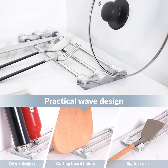 Tomorotec Adjustable Over-The-Sink Kitchen Rack, BPA-Free, Marble | Holds 16.5 Lbs; For Dishcloths, Sponges, and Brushes - Heat-Resistant Stainless Steel with Slim, Expandable Design - Image 4