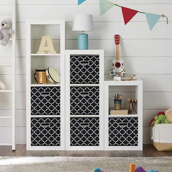 11 Inch Cube Storage Bins , Fabric Cube Organizer Bins with Handle, Foldable Cube Bins for Cloth or Accessary Storage, 11x11x11 Set of 3 (Black Light) - Image 4