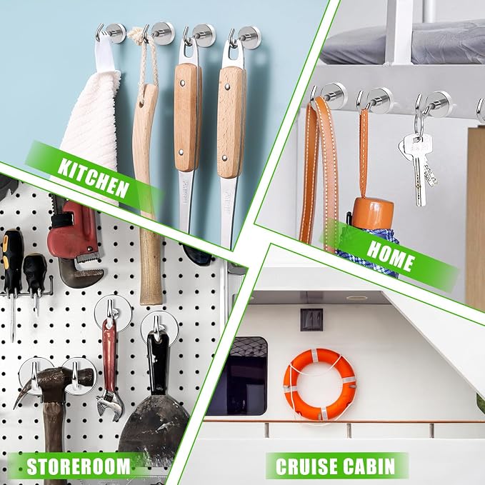 Magnetic Hooks 170Lbs Heavy Duty Magnets with Hook for Cruise Cabin | Strong Magnet Hooks for Hanging Super Metal Magnetic Hanger for Grill Fridge Kitchen Pack of 5 - Image 4