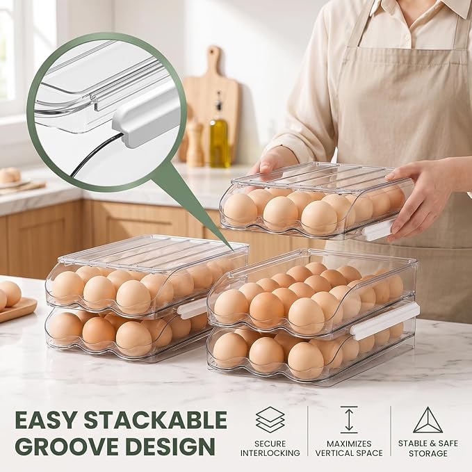 36 Egg Dispenser For Refrigerator, Egg Tray For Refrigerator, Automatic Rolling Egg Holder For Fridge, BPA-Free Clear Egg Tray. - Image 4