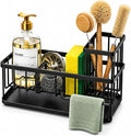 Kitchen Sink Caddy Organizer with Removable with Drain Tray, Rustproof Sponge Holder for Kitchen Counter, Carbon Steel Sink Organizer for Soap Dispenser, Sponge, Scrub Brush & Cleaning Accesories by Unknown