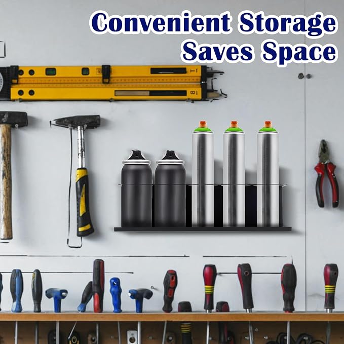 4-Pack 5 Holes Spray Can Holder Bottle Organizer Wall-Mounted Spray Paint Can Rack Organizer for Garage, Workshop & Home - Image 6