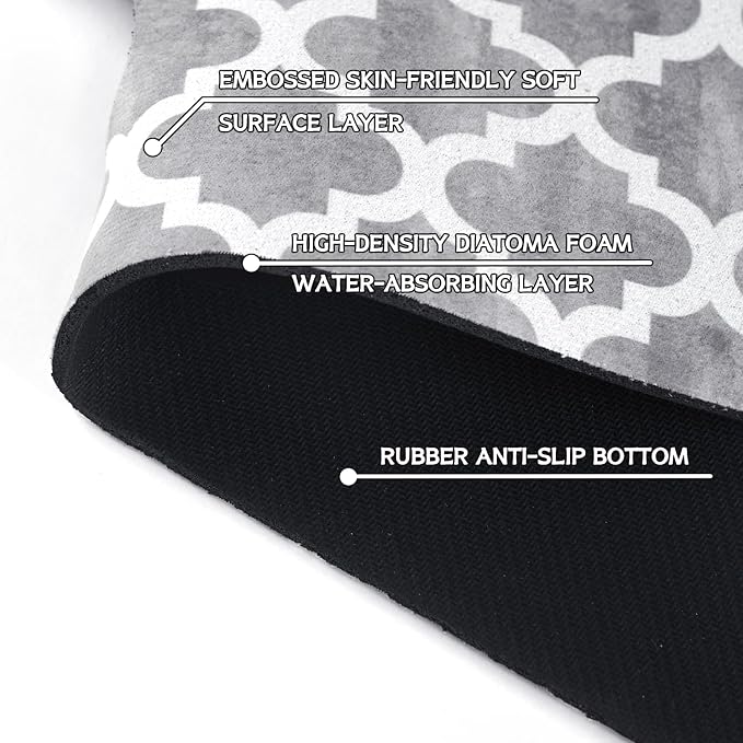 Modern Moroccan Grey Stripe Kitchen Sink Splash Guard Faucet Mat,Faucet Non-Slip Absorbent Mat,Farmhouse Sink Splash Guard Behind Faucet for Kitchen Bathroom, 15"x5.5" - Image 5