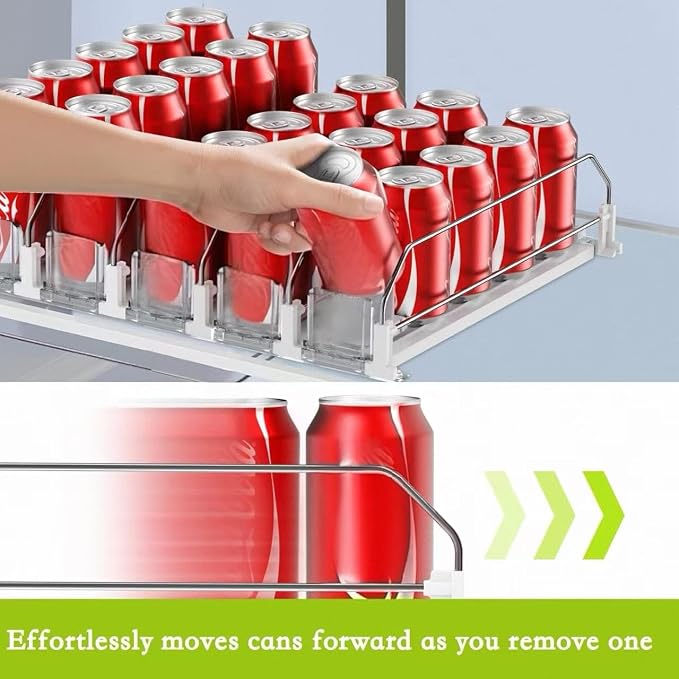 IBORING Drink Organizer for Fridge,Holds up to 30 Cans | Self Pushing Fridge Drink Organizer,Automatic Drink Dispenser for Fridge,Idea for fridge organizers and storage - Image 2