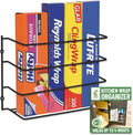 Evelots Kitchen Wrap Organizer - Hold up to 4 Plastic, Foil, Paper, Wax - Cabinet Door, Wall Rack Basket - Sandwich, Freezer, Food Bag Storage - Laundry Supplies - Black | Keep kitchen wraps and food bags organized with 1 basket that mounts on a wall o... by Evelots