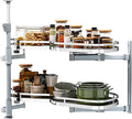 DWVO Corner Cabinet Organizer, 2-Tier Blind Corner Pull Out with 270° Rotating Shelf, Right Swing Tray, Heavy-Duty Iron, Easy-Install Template, 32.7"x17.3"x21.3", Gray by DWVO