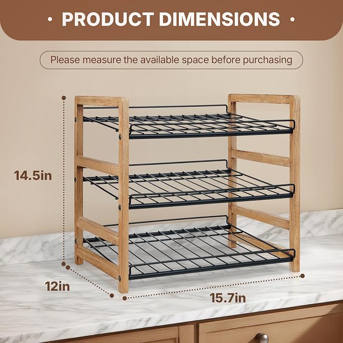 DGWJSU Can Organizer for Pantry 3-Tier, Holds up to 36 Cans Storage | Cans Holders for Pantry, Cabinet, Countertop, Carbonized Brown - Image 5