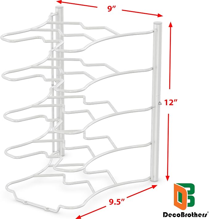Deco Brothers Pan Organizer Rack for Kitchen Cabinet and Counter, White - Image 3