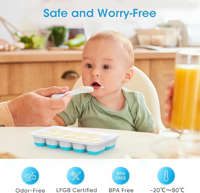 DOQAUS Ice Cube Tray with Lid and Bin,4 Pack Ice Cube Trays for Freezer | Silicone, Stackable. Easy Release Trays with Storage Bin & Scoop. Ideal for Freezer, Kitchen, RV, Cocktail, Coffee. - Image 3