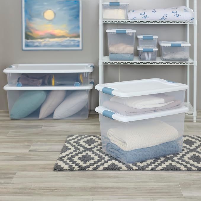 Sterilite 24-Pack Latching Box, Under Bed Storage Bins with Lids, Clear Plastic, 64 Quart - Heavy-Duty Organizing Containers for Closet, Bathroom, and Office - Image 7