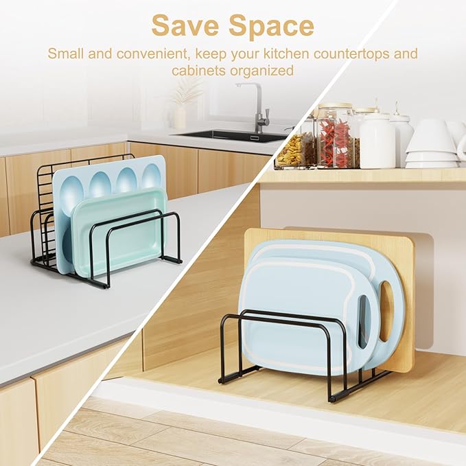 Fikoksol Cutting Board Organizer Storage, Baking Sheet Rack under Cabinet | Heavy Duty Cookie Sheet Organizer, Metal Cutting Board Holder, Space-saving Plate Holder for Cabinet, Tray Divider for Drawer - Image 2
