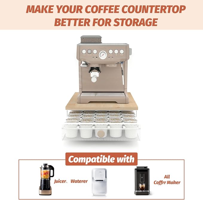 Sedegn Coffee Pod Storage Drawer: Holds 35 K-Cup Pods Coffee Pod Organizer | Sliding Drawer K Cup Holder for Easy Access, Fits Keurig & Coffee Bars, Non-Slip Feet, No Assembly Needed, Natural - Image 5