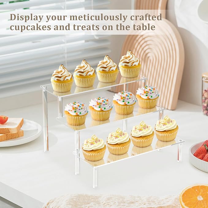 AZEAM Acrylic Display Riser, Clear Perfume Organizer, 3 Tier Cupcake Stand | Acrylic Shelves for Amiibo Funko POP Figures, Shelf Risers for Makeup and Cosmetic, Riser Stand for Vendor Collector, 1 Pack - Image 6