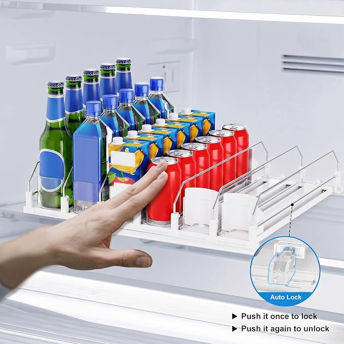 Dayacoco Drink Organizer,Soda Drink Dispenser For Fridge,Fridge Can Drink Organizer,12oz 16oz 20oz-Soda Automatic Dispenser For Fridge And Adjustable Width-Holds Up To 30 Cans,6 Rows - Image 2
