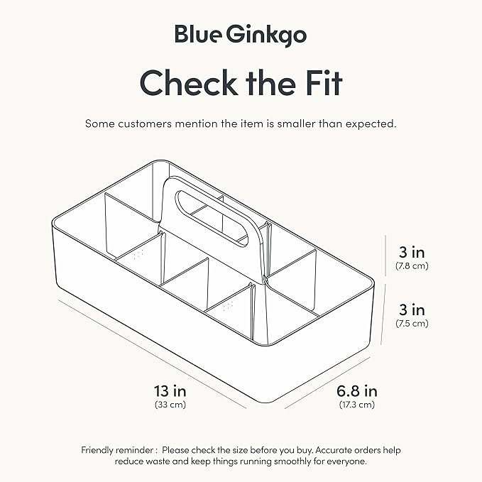 BLUE GINKGO Stackable Organizer Caddy, Long, White, Made in Korea | Portable. Adjustable. Home, Office & School Storage. - Image 3