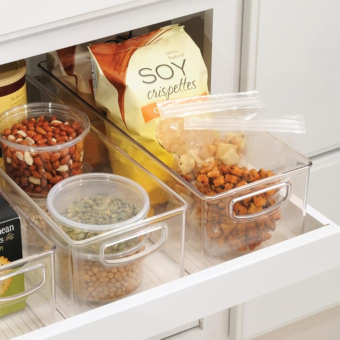 iDesign Plastic Stackable Pantry Bin with Handles, Clear | For Cabinets or Fridge, Made in USA - Image 3
