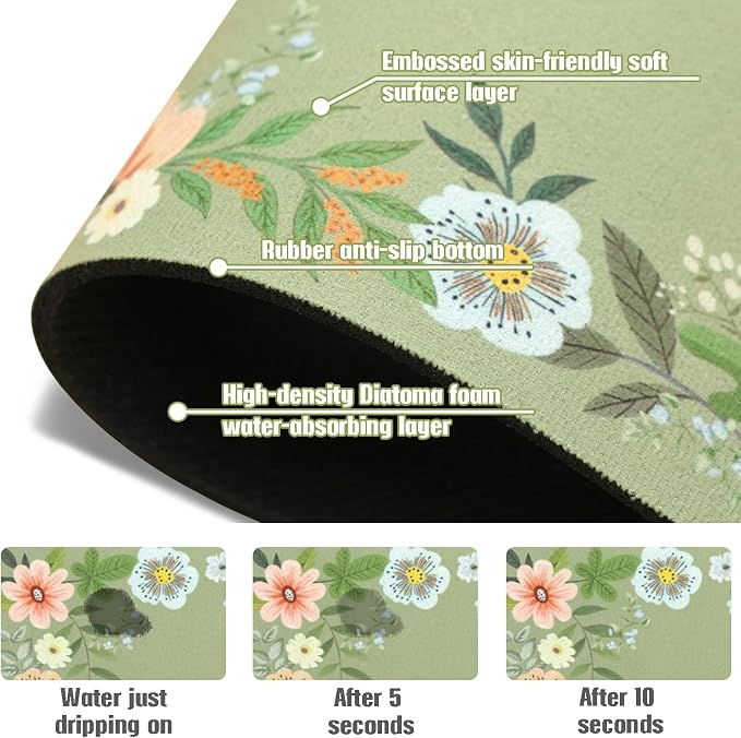 Sink Faucet Absorbing Mat, 2 Pack Drying Mat Around Faucet Sink Splash Guard Behind Faucet Sinkmat For Kitchen Bathroom Island Rv 24 * 5.5 Inch (60 * 14 cm) - Image 5