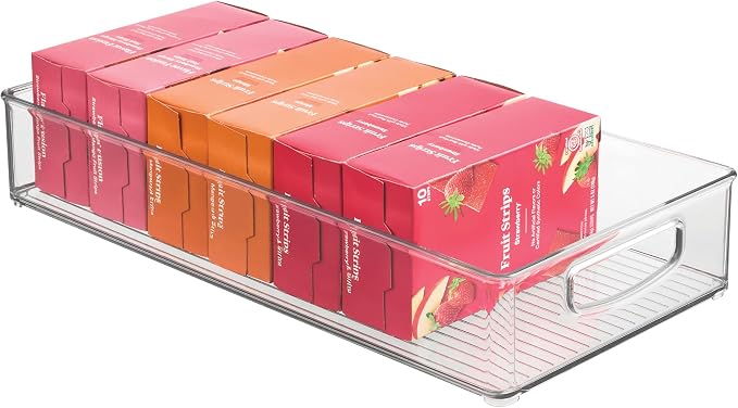 iDesign Stackable Clear Plastic Extra Long Pantry Organizers | Cabinet Storage Bins, For Kitchen by iDesign