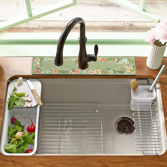Sink Faucet Absorbing Mat, 2 Pack Drying Mat Around Faucet Sink Splash Guard Behind Faucet Sinkmat For Kitchen Bathroom Island Rv 24 * 5.5 Inch (60 * 14 cm) - Image 6