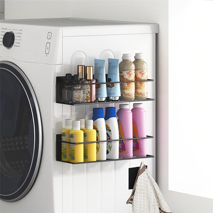 Magnetic Spice Rack For Refrigerator, Space Saving Magnetic Shelf For Fridge Matt Black 4 Pack With Magnetic Paper Towel Holder - Image 3