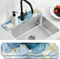 2 Pcs Marble Texture Kitchen Sink Splash Guard Faucet Mat | Marble Texture Faucet Mat for Sinks Absorbing Drying Mat for Kitchen Bathroom, 23.6x5.5inch by CONCHLERY%E6%97%97%E8%88%B0%E5%BA%97