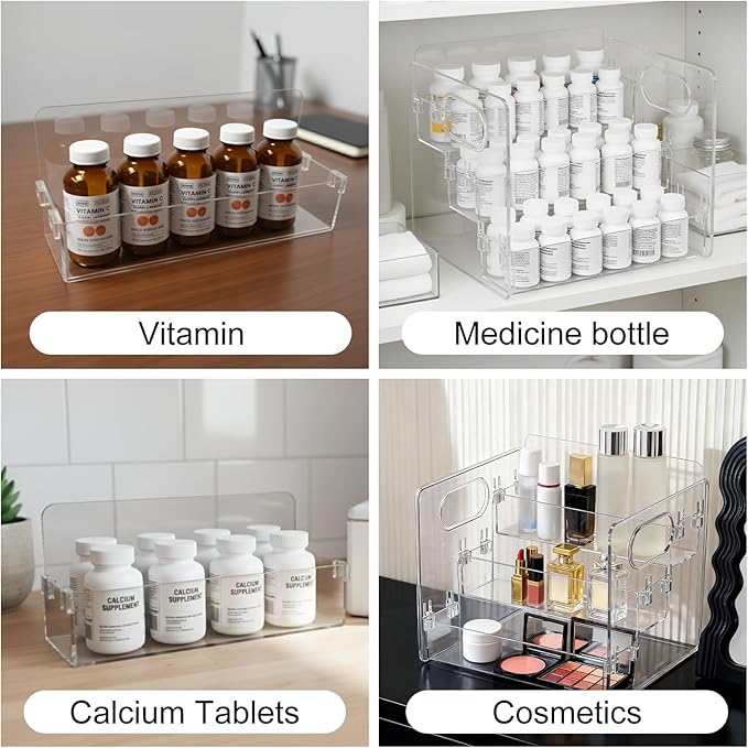3-Tier Vitamin Storage Organizer, Organizer For Vitamin Bottles And Medicine Bottle, Vitamin Bottle Organizer For Countertop, Bathroom Cabinet Storage Items Are Clearly Visible (1, 14x8.3x7.9) - Image 4