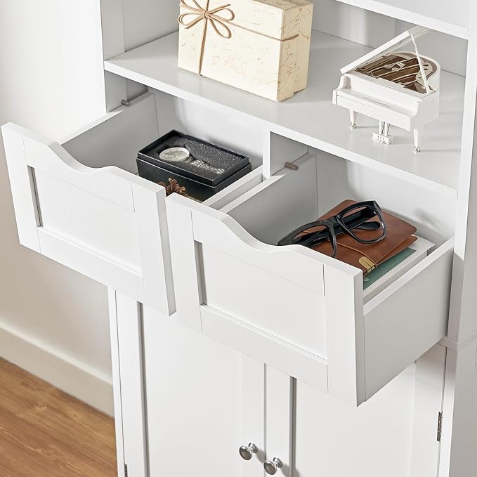 Iwell Tall Bathroom Cabinet, Storage Cabinet with Adjustable Shelves, Bathroom Storage Cabinet for Living Room, Dining Room, Entryway, White - Image 6