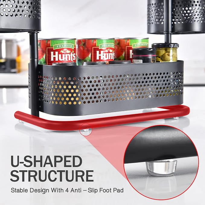 KINGRACK Metal Bathroom Counter Organizer，Rotating Countertop Storage Shelf | 3 Tier, Cosmetic Holder for Skincare & Makeup, Kitchen Spice Rack, Bedroom Nightstand Organizer, Black - Image 4